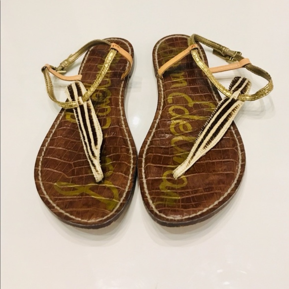 Sam Edelman Zebra & Gold Gigi Sandals, Size 7